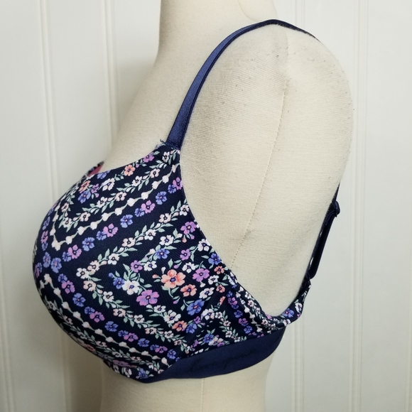 PINK Victoria's Secret Bra Womens Size 36DD Blue Floral Print Push Up Lingerie - Picture 5 of 11